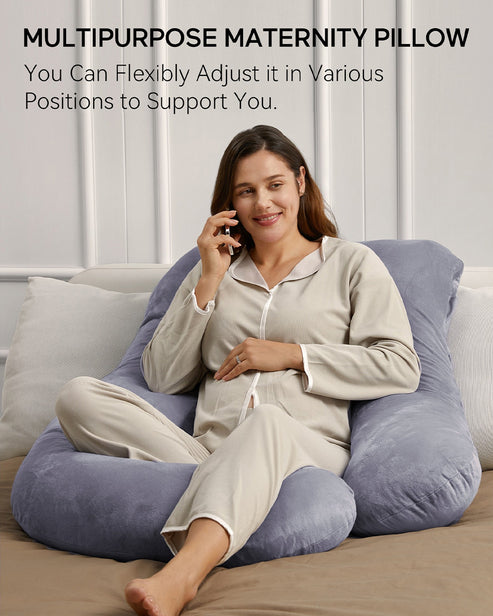 Momcozy G shaped Pregnancy Pillow Grey-Velvet