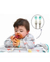 BiBaDo Long Sleeve Coverall Weaning Bib & Attachable Handi Cutlery Bundle 6 Months+ Arctic Adventure White