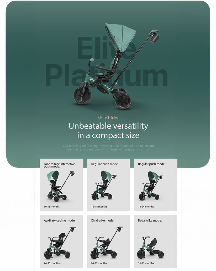 QPlay Elite Platinum 6-in-1 Trike 10-72 Months Grey