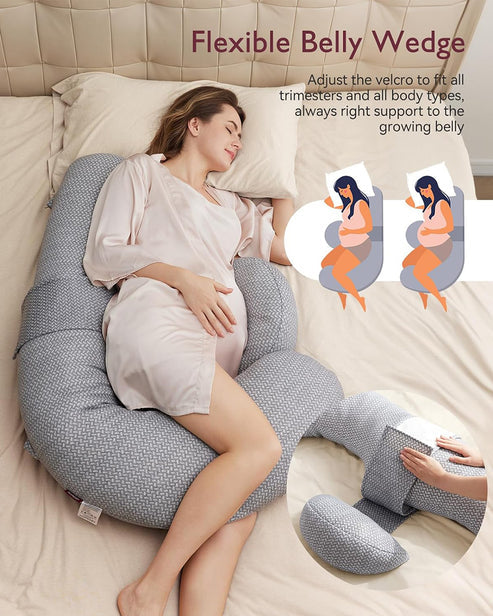 Momcozy F Shaped Pregnancy Pillow Grey - Air Layer