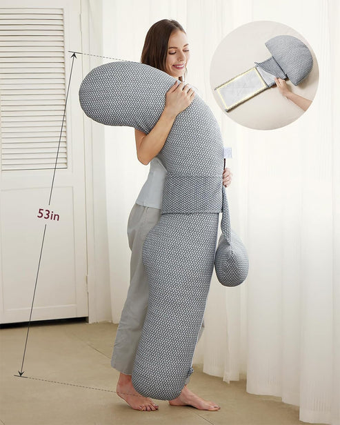 Momcozy F Shaped Pregnancy Pillow Grey - Air Layer