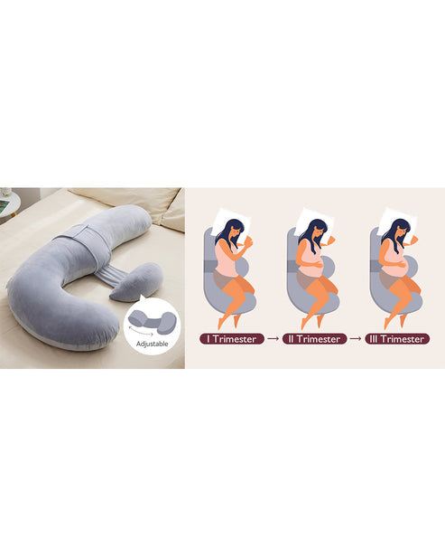 Momcozy F Shaped Pregnancy Pillow Grey - Velvet