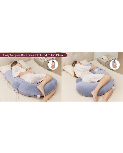 Momcozy F Shaped Pregnancy Pillow Grey - Velvet