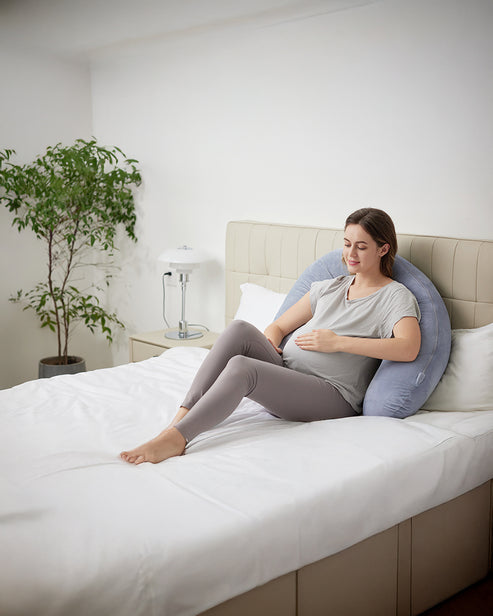 Momcozy F Shaped Pregnancy Pillow Grey - Velvet