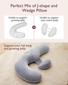 Momcozy F Shaped Pregnancy Pillow Grey - Velvet