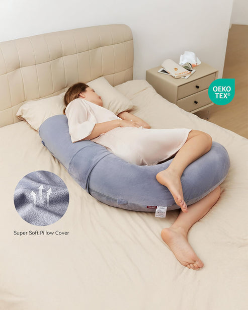 Momcozy F Shaped Pregnancy Pillow Grey - Velvet