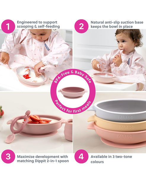 Bibado Silicone Suction Bowl – Blush | Baby Weaning Bowl