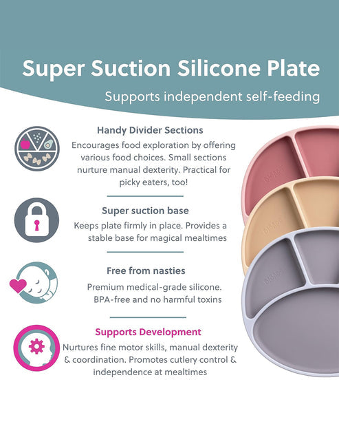 Bibado Silicone Suction Divider Plate – Fawn | Baby Weaning Plate