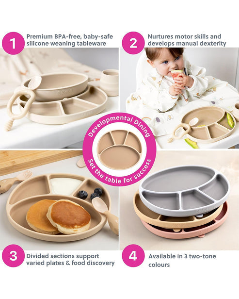 Bibado Silicone Suction Divider Plate – Fawn | Baby Weaning Plate