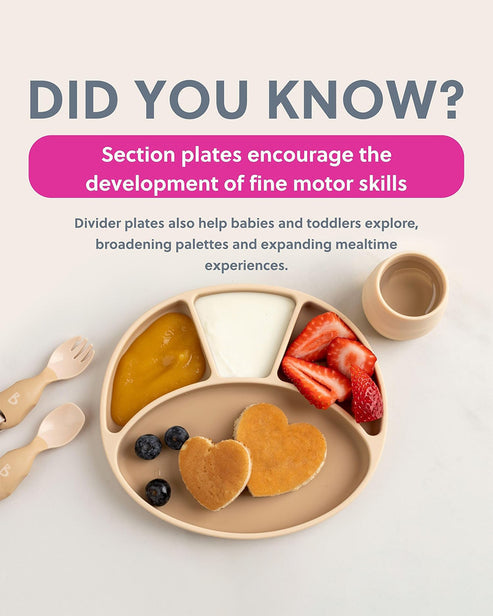 Bibado Silicone Suction Divider Plate – Fawn | Baby Weaning Plate