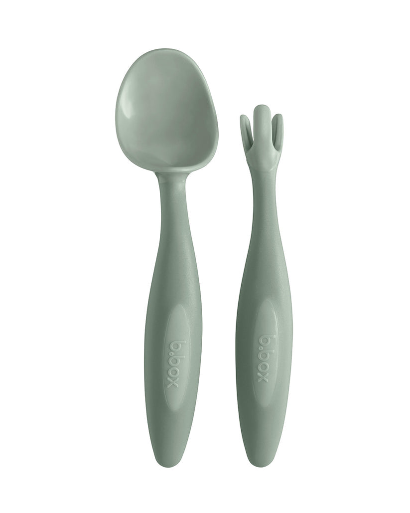 b.box Toddler Cutlery Spoon & Fork Set of 2 Sage Green