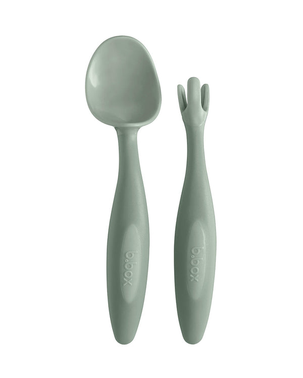 B Box Toddler Cutlery Set Spoon and Fork - Sage Green