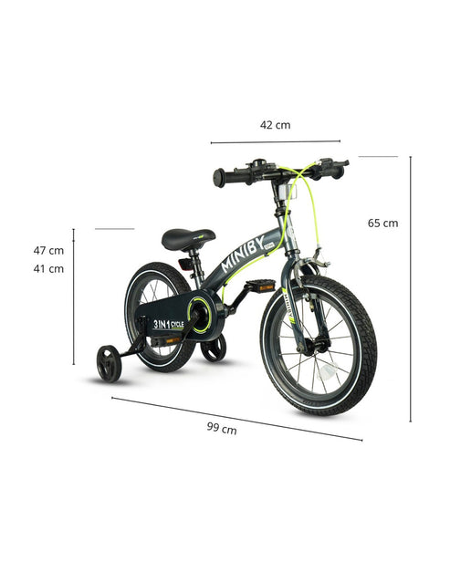 QPlay Miniby 3-in-1 Bike 14 Inch Grey