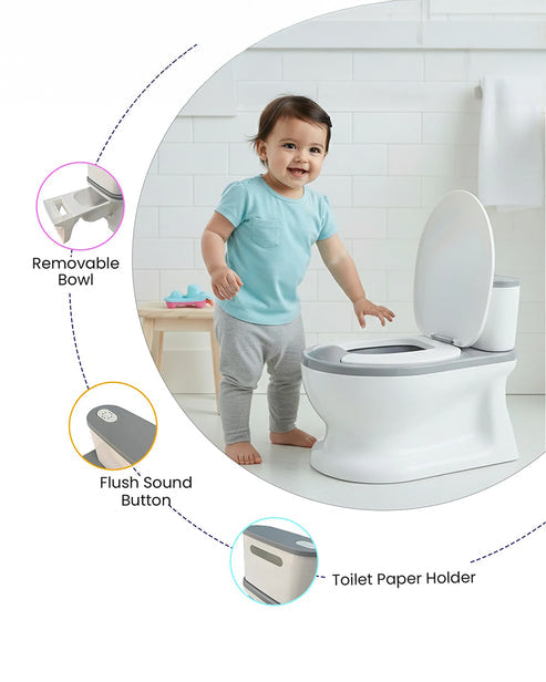 Nuluv Baby Potty Training Seat with Flush Sound 38.5 Γ 27 cm Grey