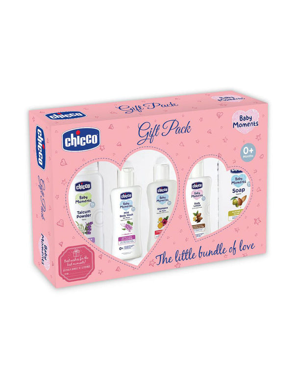 Chicco Baby Essential Pink New Born Gift Set-Pack Of 5-Gift For Baby Shower & Baby Birthday - Pink