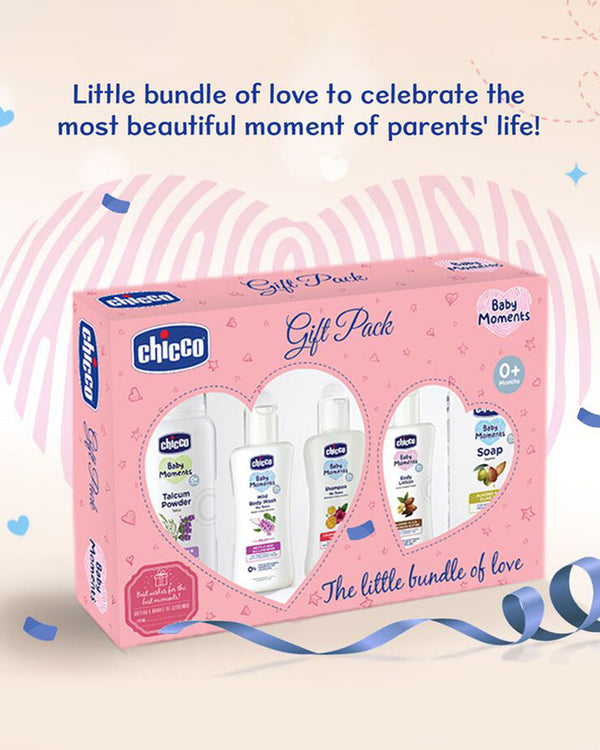 Chicco Baby Essential Pink New Born Gift Set-Pack Of 5-Gift For Baby Shower & Baby Birthday - Pink