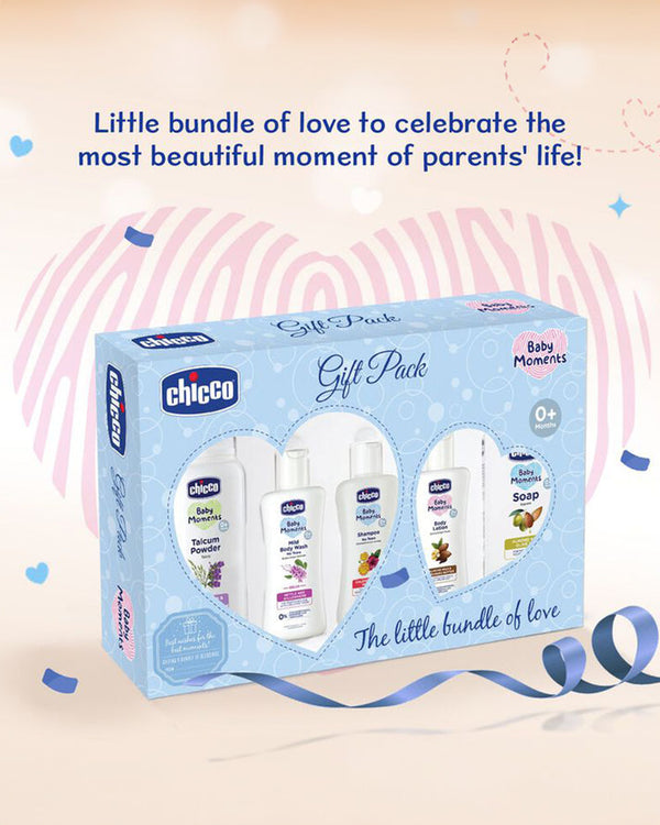 Chicco Baby Essential Blue New Born Gift Set-Pack Of 5-Gift For Baby Shower & Baby Birthday - Blue