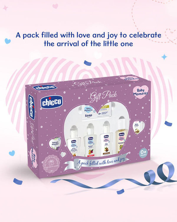Chicco Baby Caring Purple New Born Gift Set-Pack Of 7-Gift For Baby Shower & Baby Birthday- Purple