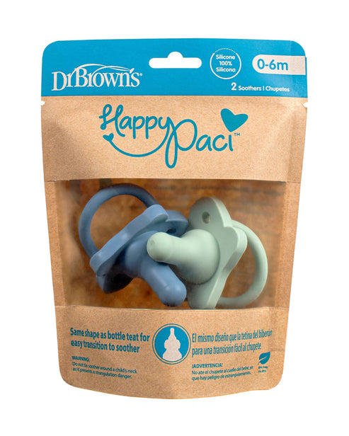 Dr. Brown's HappyPaci Silicone Soother Pack of 2 Blue