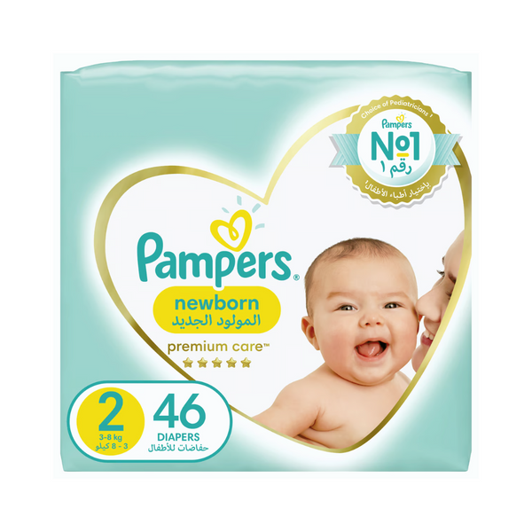 Pamper Premium Care Diapers Size 2 (3-8 Kg) 46Pcs (Made In Uae)
