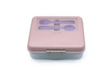 Melii 2 Tier Bento Box with Utensils 6 Compartments – Pink Purple Grey