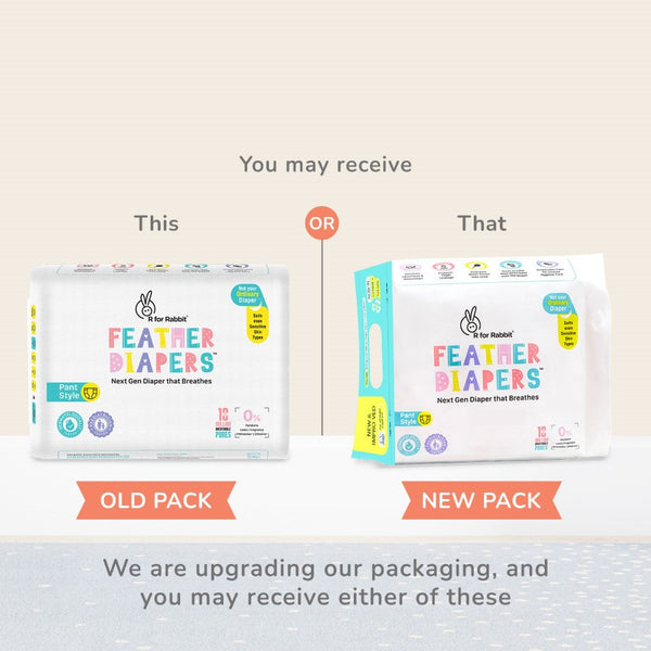 R For Rabbit Feather Diapers - Extrs Small Size Pant Style (<5 Kgs) - Pack Of 22