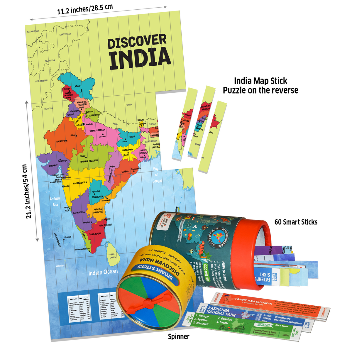 Chalk and Chuckles Smart Sticks Discover India 8 × 8 × 15 cm Multicolor