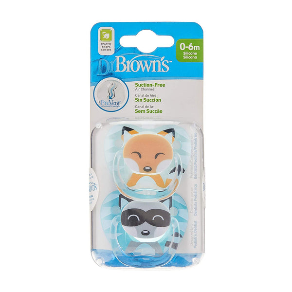 Dr Browns Teal & Gray Prevent Printed Shield Soother (Stage 1) Pack of 2
