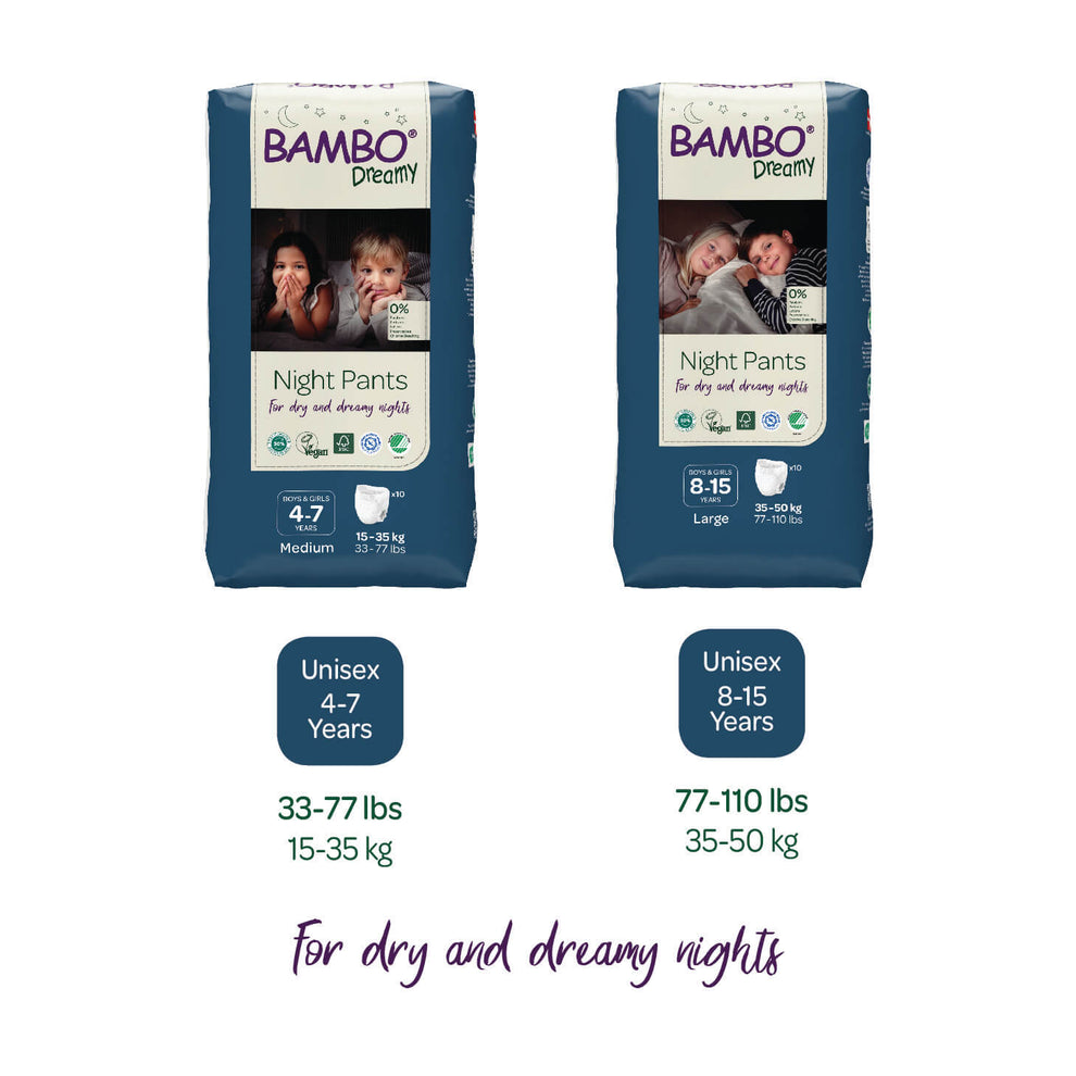 Bambo Nature Dreamy Night Pants Large – 8–15 Years, 35–50 kg, Pack of 10