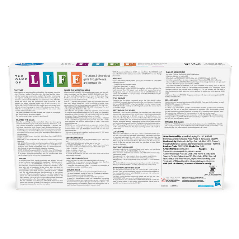 Hasbro Gaming The Game of Life Classic Board Game 9Y+ Multicolor