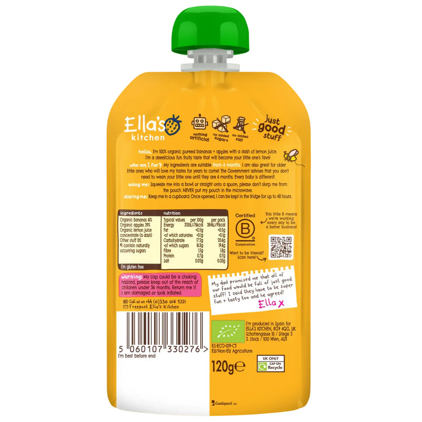 Ella’s Kitchen Bananas & Apples Puree 4 Months+ 120g