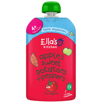 Ella’s Kitchen Organic Apples, Sweet Potatoes & Peppers Baby Puree Pouch – 4+ Months, 120g