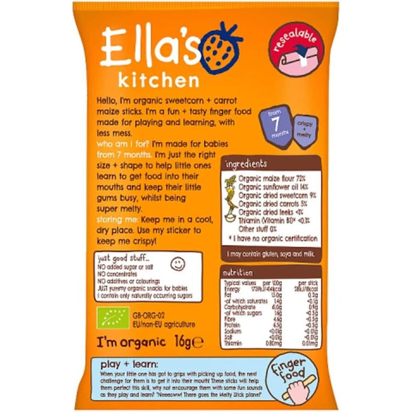 Ella'S Kitchen Sweetcorn And Carrot Melty Sticks