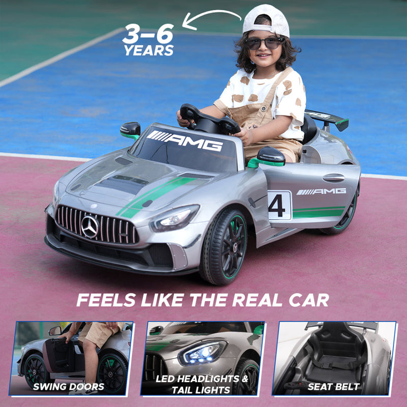 Formula Fun by EMotorad Mercedes-AMG GT4 Ride-On Car 3-6 Years Grey
