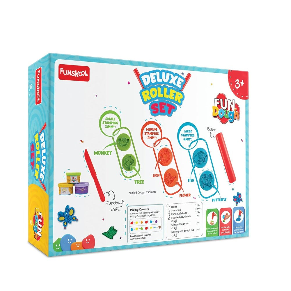 Dough Playset Funskool Fundough Deluxe Roller Set 3 Tubs 3Y+ – Multicolour