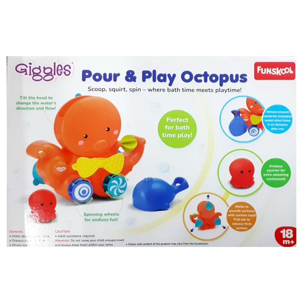 Giggles Pour & Play Octopus Bath Toy 18M+ – Multicolor