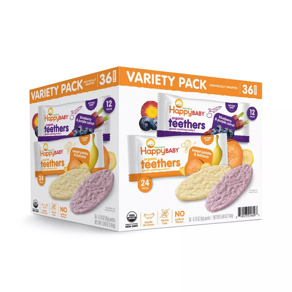 HappyBaby Organic Teether Variety Pack Baby Snacks