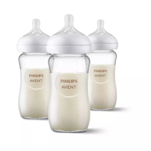 Philips Avent Glass Feeding Bottle With Natural Response Nipple 8Oz 240Ml (Pack Of 3)