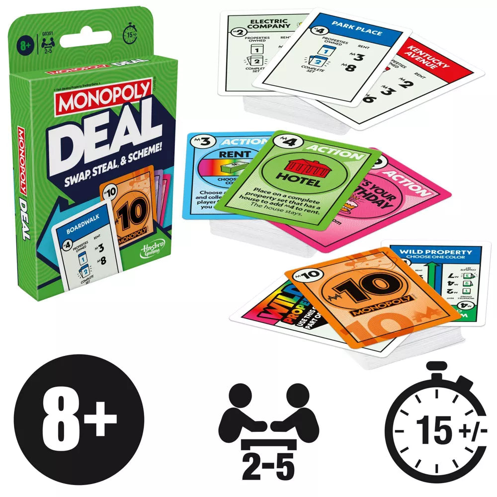 Hasbro Gaming Monopoly Deal 110-Card 2–5 Players 8Y+ – Multicolor