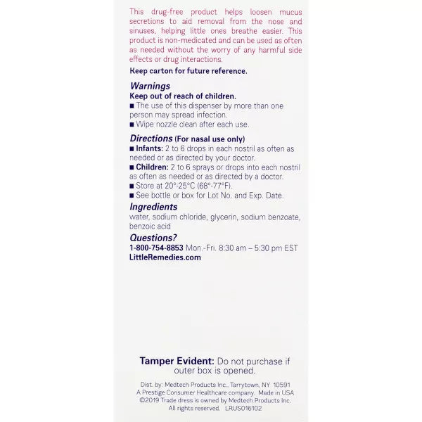 Little Remedies Saline Spray And Drops, Safe For Newborn Babies - 1 Fl Oz