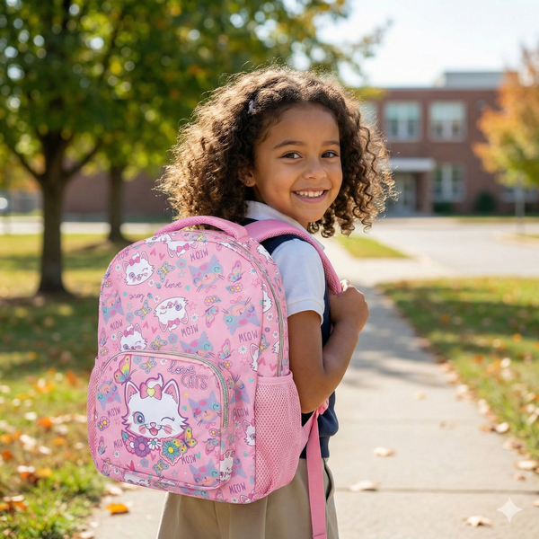 Vest School Bag For Kids 13" - Meow