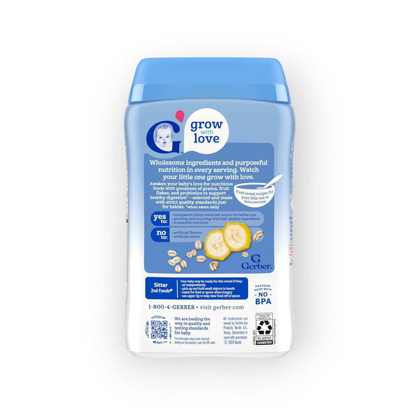 Gerber Probiotic Cereal Oatmeal Banana Infant Cereal – 8+ Months