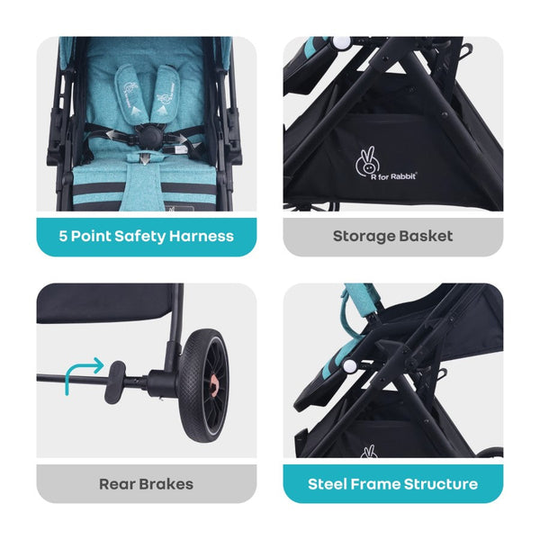 R for Rabbit Stroller Street Smart Nova Green Black