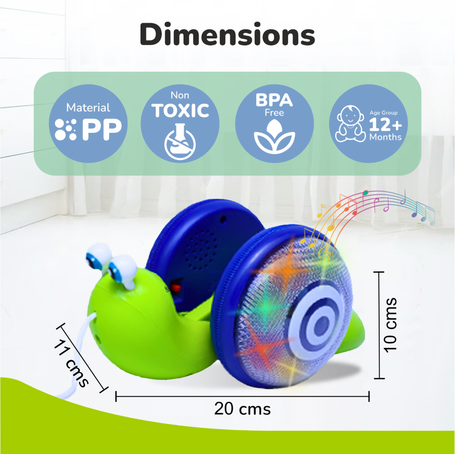 R For Rabbit Orapple Snail Tune BPA-Free Musical Pull Toy 12M+