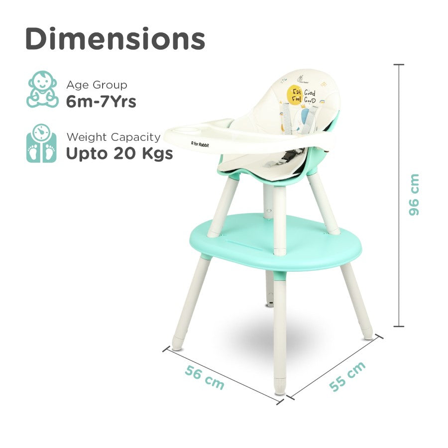 R For Rabbit Cherry Berry Tusky High Chair - Green Cream