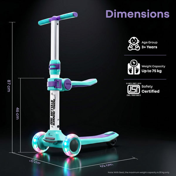 R for Rabbit Road Runner Stellar Duo 2-in-1 Kick Scooter One Size Green Purple