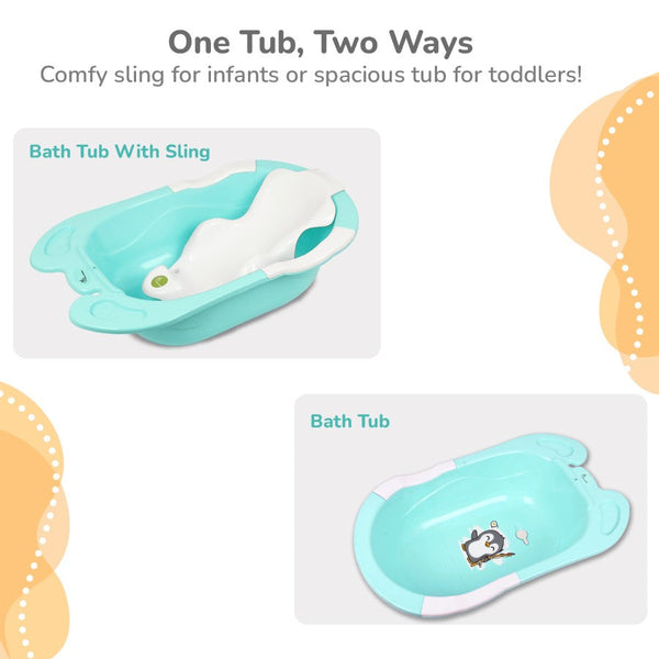 R for Rabbit Bubble Double Snowy Bath Tub with Ergonomic Sling - Green White