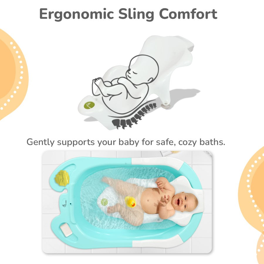 R for Rabbit Bubble Double Snowy Bath Tub with Ergonomic Sling - Green White