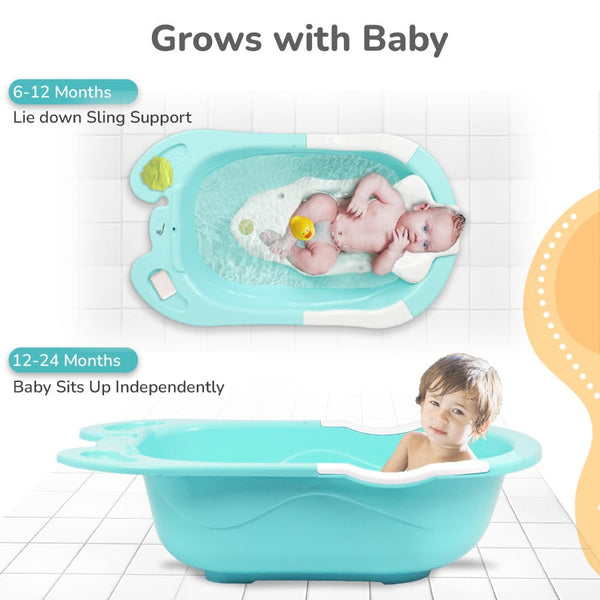 R for Rabbit Bubble Double Snowy Bath Tub with Ergonomic Sling - Green White