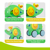 R For Rabbit Orapple Trunky Fun & Safe Musical Pull-Along Toy Green Yellow 12M+